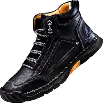 Generic Boots, Mens Comfortable Handmade Leather Boots, Waterproof, Arch Support, Spacious Toe Box Outdoor Leather Shoes (Black,11)