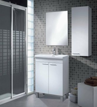 Dmora Dmora - Columna De Ba&ntilde;o Dmonald, Mueble Columna Para Ba&ntilde;o Con 1 Puerta, Mueble De Pared Suspendido Con 1 Balda, 30x25h85 Cm, Blanco Brillante