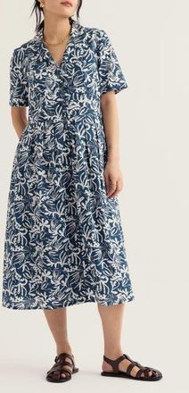 Seasalt Cornwall Floral Organic Cotton Voile Shirtdress in Inky Fronds Storm at Nordstrom, Size 16