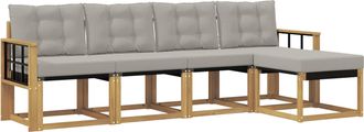 vidaXL Conjunto De Sof&aacute;s De Exterior 5 Uds. Blanco Y Gris Claro Vidaxl