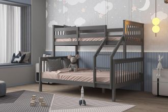Flair Zoom Wooden Triple Bunk Bed in Grey | Size: Single