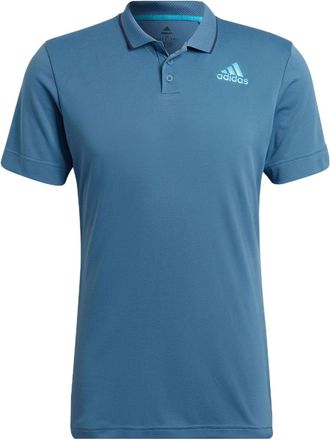 adidas Mens adidas Gameset Logo Printing Solid Color Tennis Sports Short Sleeve Blue Polo Shirt HB9137