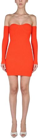 Helmut Lang Contour Sweetheart Neckline Dress - Orange