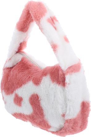 Generic Plush Lady Cow Shoulder Bag Crossbody Handbag Soft Pink Cute Daily WomenS Tote Bag