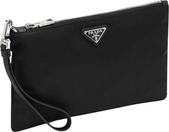 Prada Bags, male, Black, Size: ONE SIZE Triangle-logo Re-Nylon Pouch