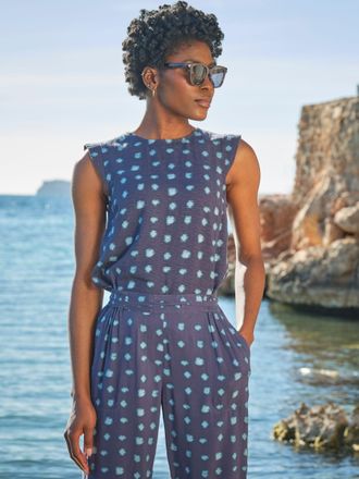 Fat Face FatFace Fliss Teal Blue Mini Spot Top