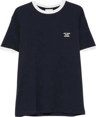Dr&ocirc;le de Monsieur Logo-print T-shirt - Heren - T-shirts - Blauw - M - Katoen - Tops