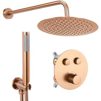 Rea Juego De Ducha Oculto Con Termostato Rea Lungo Copper Brush Box