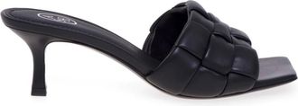 Ash Leren Ciabatta met Geweven Lint en 70mm Hak - Dames - Schoenen - Zwart - Maat: 37 EU Leer