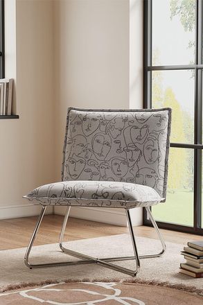 Living and Home Modern Linen Accent Chair with Metal Leg in White