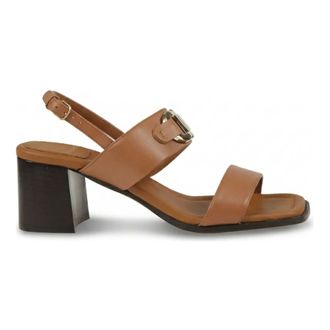 Ferragamo High Heel Sandals, female, Brown, Size: 6 1/2 US Sandal with Gancini Ornament
