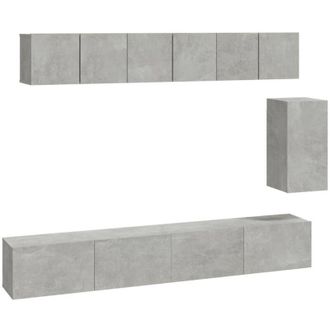vidaXL Vidaxl - Set di Mobili Porta tv 6 pz Grigio Cemento in Legno Multistrato