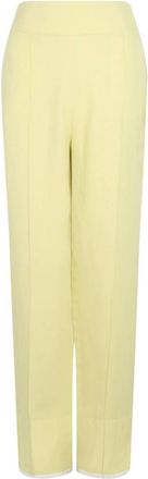 Ferragamo Womens Contrast-Piping Tailored Pants In Light Yellow