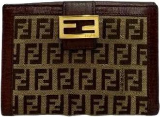 Fendi Pre-owned Wallets, male, Brown, Size: ONE SIZE Pre-owned Zucchino Canvas Leather Wallet
