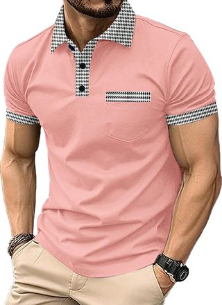 Generic Mens Polo Shirts Casual Short Sleeve Athletic T-Shirts Classic Contrast Collar Shirt with Pocket (UK, Alpha, XXL, Regular, Regular, 7)
