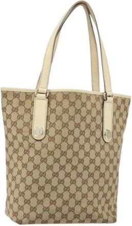 Gucci Pre-owned Tote Bags, female, Beige, Size: ONE SIZE Pre-owned Canvas Tote Bag