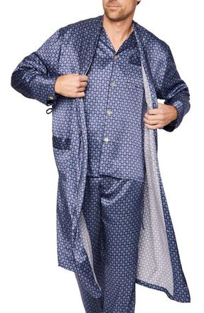 Petite Plume Midnight Silk Robe in Navy at Nordstrom, Size Large