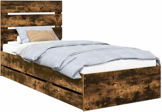vidaXL Estructura De Cama Roble Ahumado 100 X 200 Cm Madera Ingenieril Vidaxl