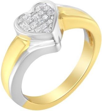 House of Brilliance 14K Gold 1/4 Cttw Princess-Cut Diamond Heart Promise Ring in Yellow at Nordstrom, Size 6