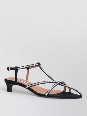 Jil Sander sandals open toe kitten heel strappy embellished