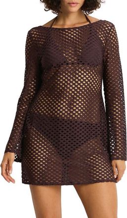 Sea Level Australia Castaway Reversible Mesh Cover-Up Dress in Cocoa at Nordstrom, Size Medium