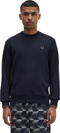 Fred Perry Cotton Blend Crew Neck Sweatshirt - Heren - Sweatshirts - Blauw - 2XL - Katoen - Hoodies & sweatvesten