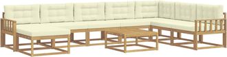 vidaXL Conjunto De Sof&aacute;s De Exterior 9 Uds. Blanco Y Crema Vidaxl