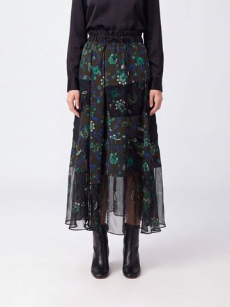 sacai Floral Cr&ecirc;pe A-Line Midi Skirt with High Elasticated Waist