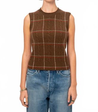 Guest In Residence Check Sleeveless Vest In Chesnut Combo