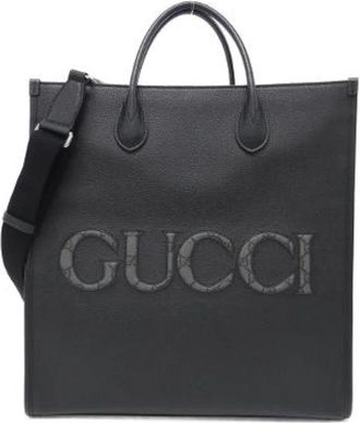 Gucci Pre-owned GG Supreme Canvas Leren Tote Bag - Dames - Vintage Shopper - Zwart - ONE Size - Leer - Vintage
