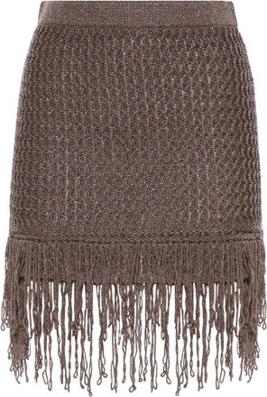 Pinko Fringe Skirt - Dames - Korte rokken - Bruin - XS - Rokken