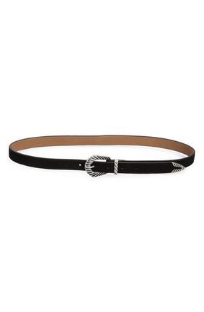 Treasure & Bond Shay Suede Belt in Black- Antique Silver at Nordstrom, Size X-Small
