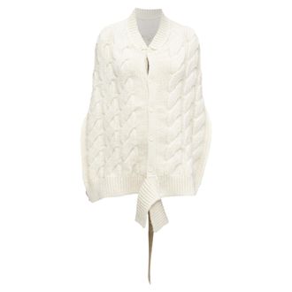 Simone Rocha alpaca ribbon tie open back draped cable knit top