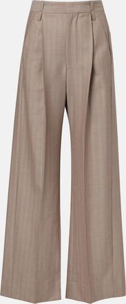 Victoria Beckham Herringbone virgin wool pleated pants