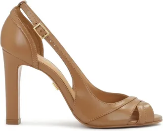 Kazar Lichtbruine halfopen pumps - Dames - Sandalen met hakken - Bruin - 37 EU - Leer - Schoenen