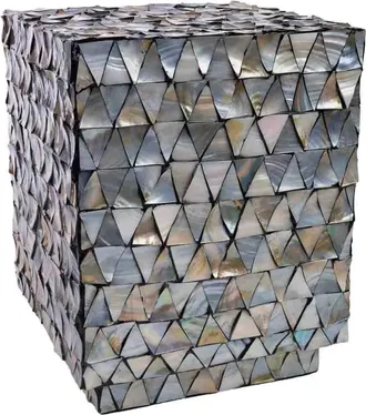 Wanderlust Deco Taburete de madera y madreperla 35 x 35 x 45h cm