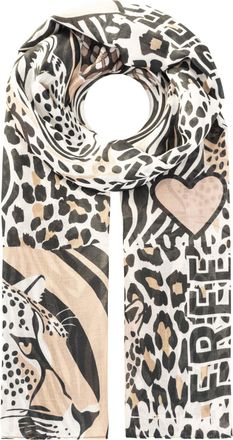 Zwillingsherz Schal ZWILLINGSHERZ Leo Patch, Damen, schwarz, Web, Obermaterial: 100% Polyester, Modet&uuml;cher Schal, Mustermix mit Leo, transparent