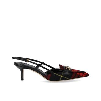 Elisabetta Franchi Rode Tartan Slingback Pump - Dames - Pumps - Veelkleurig - 39 EU - Wol - Schoenen