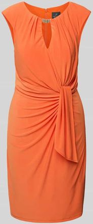 Adrianna Papell Knielanges Cocktailkleid mit Schlüsselloch-Ausschnitt in Orange, Größe 36