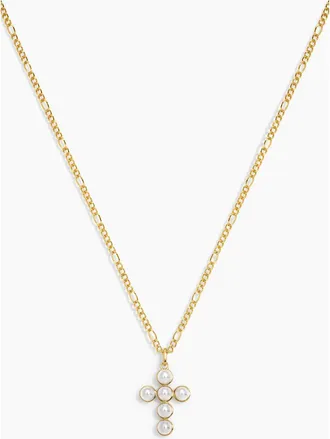 Electric Picks Pearl Cross Necklace in Gold at Nordstrom