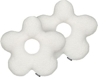 Beliani Beliani - Conjunto De 2 Cojines 40 X 40 Cm Tela Afelpada Almohadas Forma De Flor Decoraci&oacute;n Textil Accesorios Blanco Camponula