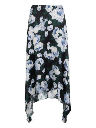 Stella McCartney floral-pattern asymmetrical skirt - women - Fabric - 38 - Black