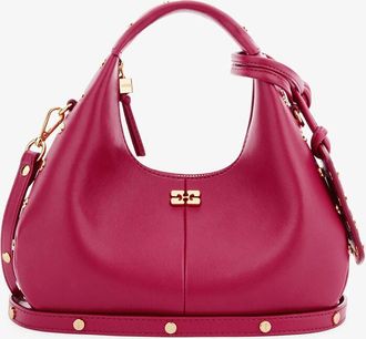 Ganni Persian Red Mini Hobo Bag Studs in