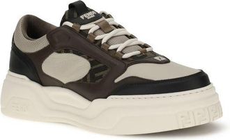 Fendi Mens Black Calf Leather Bos Taurus Chunky Sneakers