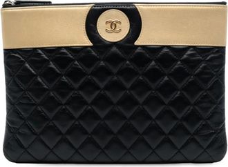 Chanel 2017-2018 CC Bicolor Quilted Lambskin clutch bag - Marrone