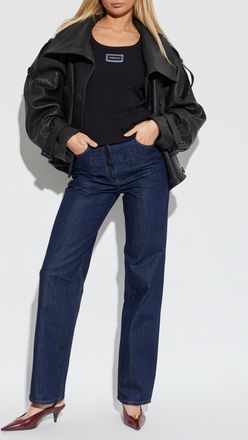 Versace Ribbed Sleeveless Top, Womens, Black