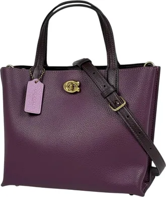 Coach Purple Leather Tote Bag (Pre-Owned)