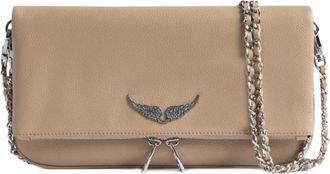 Zadig&Voltaire Rock Grained Leather Clutch Bag - Dames - Schoudertassen - Beige - ONE Size - Leer - Tassen
