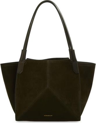 Victoria Beckham Small Victoria Suede Tote in Dark Olive at Nordstrom
