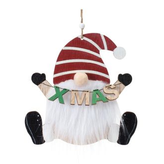 Melrose International Wood Gnome Ornament (Set of 12) - Red; White